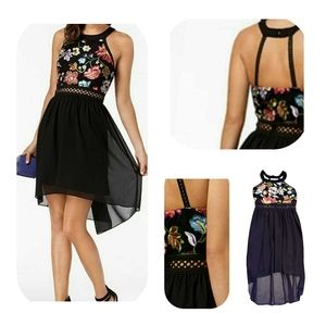 BCX Dress | Floral Top | Black Mesh Bottom